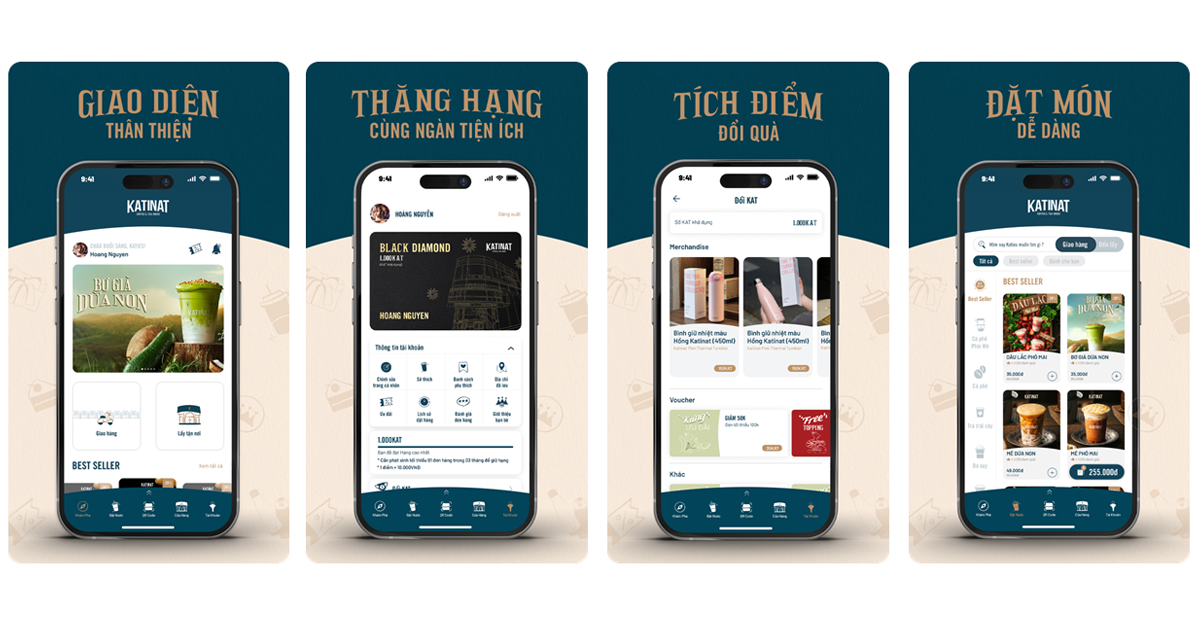 KATINAT lần đầu ra mắt Mobile App năm 2024, hứa hẹn là bước tiến mới trong tối ưu hoá chăm sóc khách hàng của chuỗi cà phê