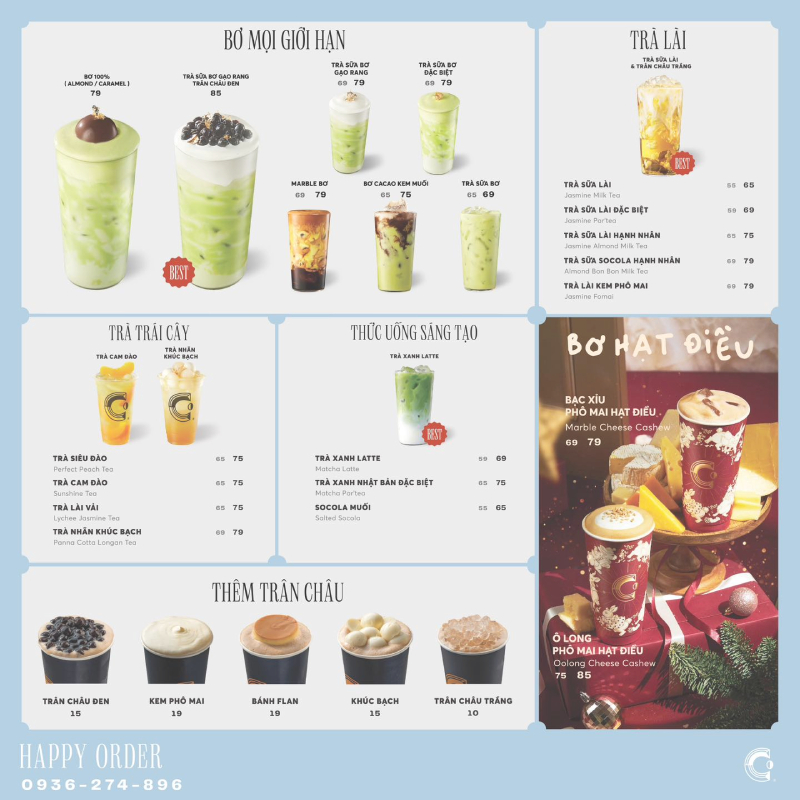 Menu Cheese Coffee đa dạng và phong phú với nhiều hương vị mới lạ 