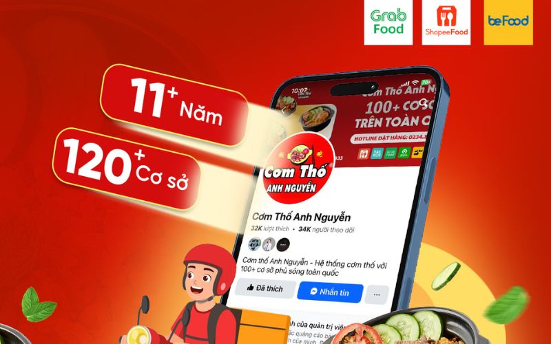 Cơm Thố Anh Nguyễn là đối tác tin cậy với nhiều food-apps