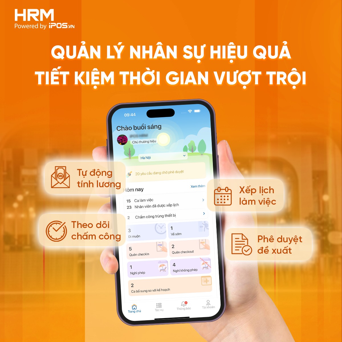 Phần mềm quản lý nhân sự hiệu quả tiết kiệm thời gian iPOS HRM