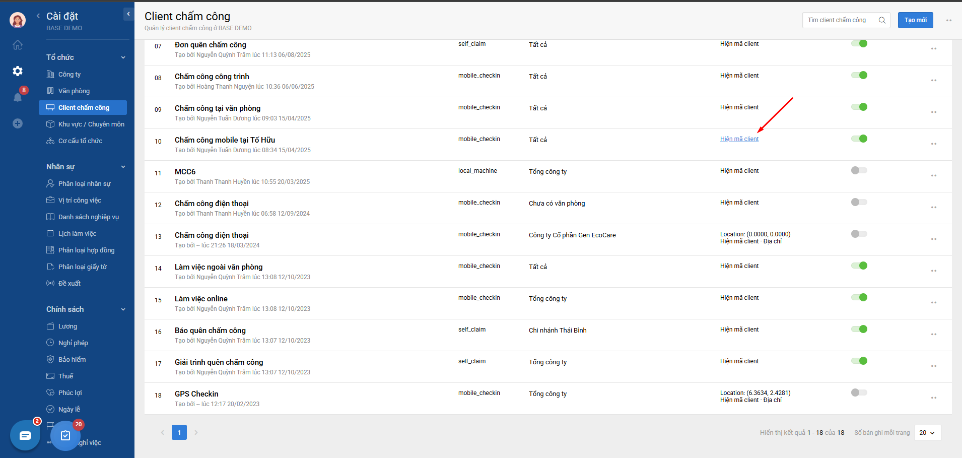 Top 5 phần mềm quản lý nhân sự ngành F&B giúp chủ quán kiểm soát công – ca – lương hiệu quả 8 Giao diện tính năng chấm công trên phần mềm Base Checkin