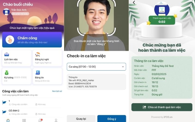 Top 5 phần mềm quản lý nhân sự ngành F&B giúp chủ quán kiểm soát công – ca – lương hiệu quả 4 Chấm công gương mặt trên phần mềm iPOS HRM