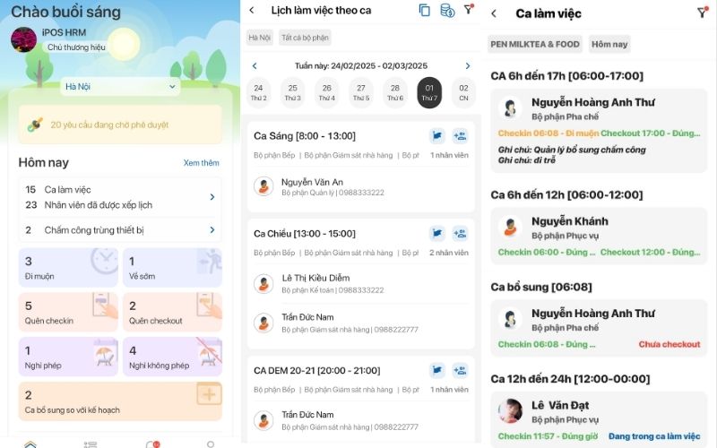 Top 5 phần mềm quản lý nhân sự ngành F&B giúp chủ quán kiểm soát công – ca – lương hiệu quả 5 Chủ quán dễ dàng theo dõi, quản lý ca làm việc của nhân viên từ xa thông qua phần mềm quản lý nhân sự iPOS HRM